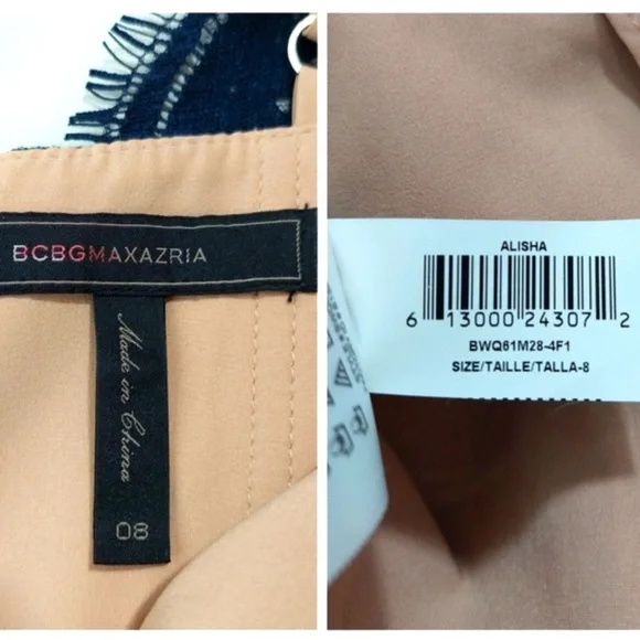 BCBGMAXAZRIA Alisha One Shoulder Navy Lace Dress Size 8 Pristine Condition - Picture 14 of 15